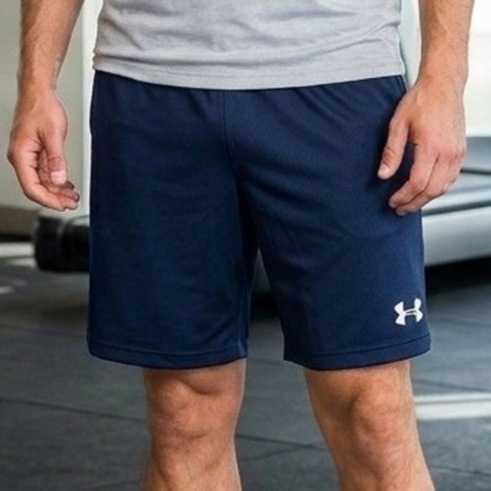 Under Armour Mens Navy Blue Athletic Basketball Shorts XXL 100% Polyester